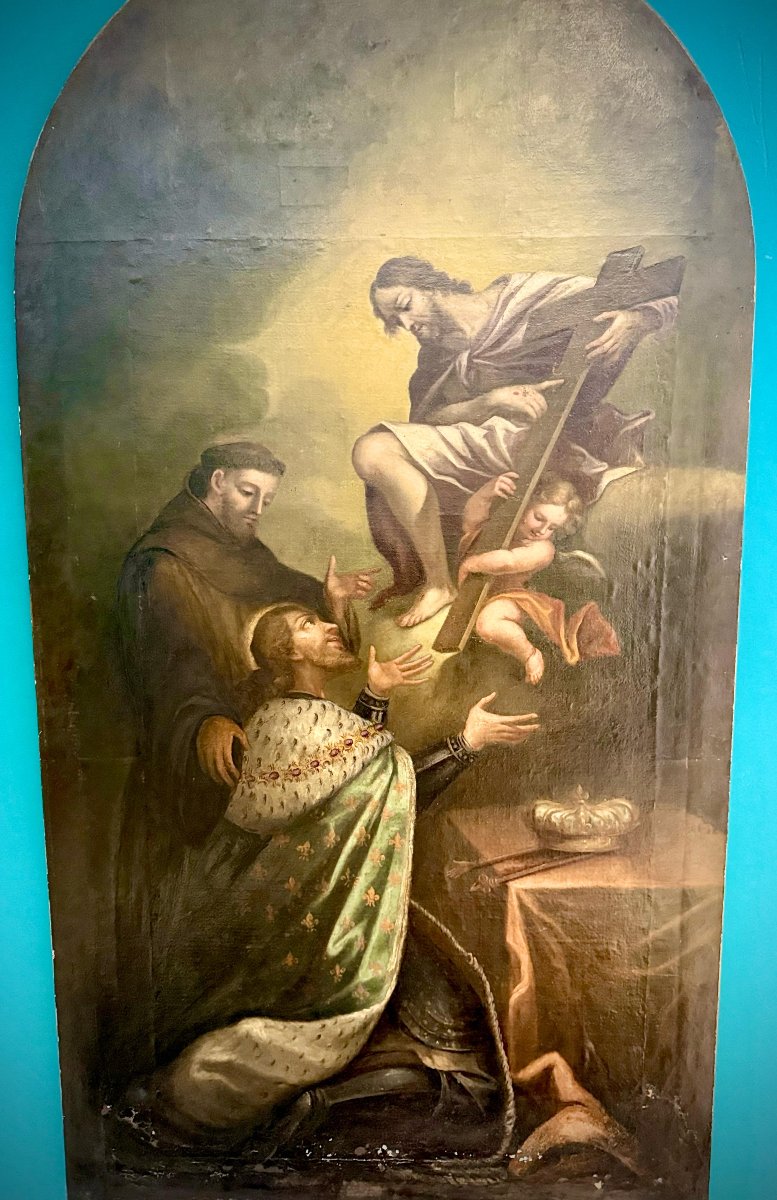 Dipinto antico raffigurante Cristo che appare al Re di Francia-photo-1