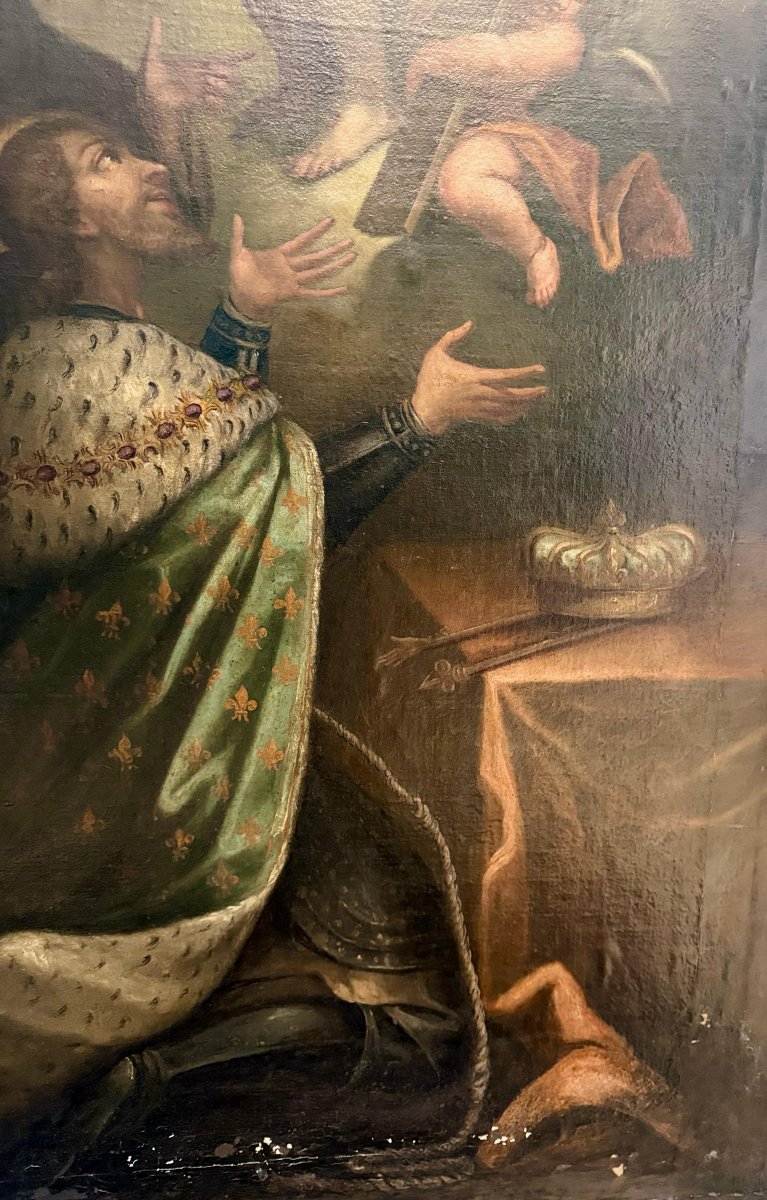 Dipinto antico raffigurante Cristo che appare al Re di Francia-photo-3