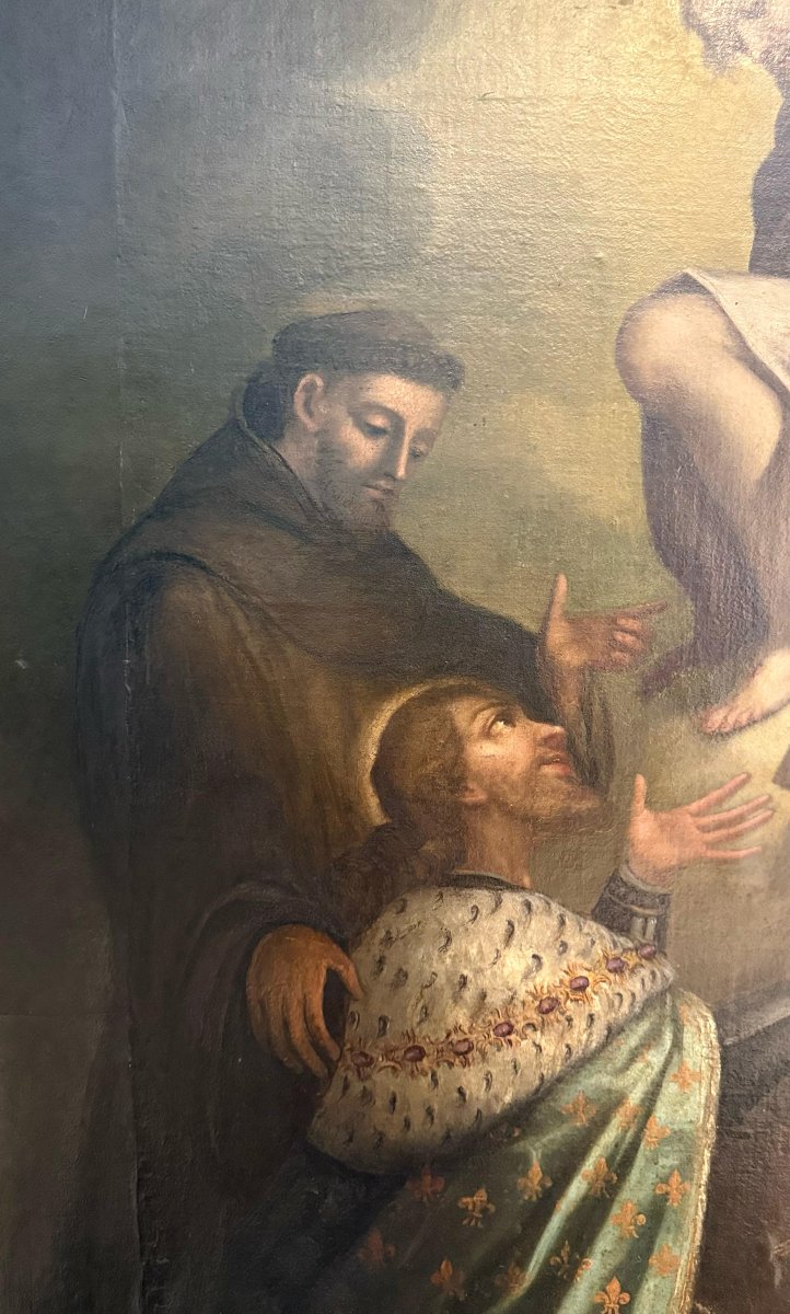 Dipinto antico raffigurante Cristo che appare al Re di Francia-photo-4