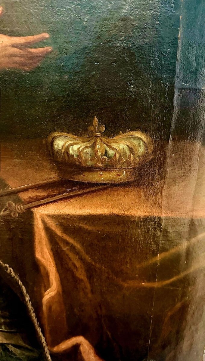 Dipinto antico raffigurante Cristo che appare al Re di Francia-photo-6