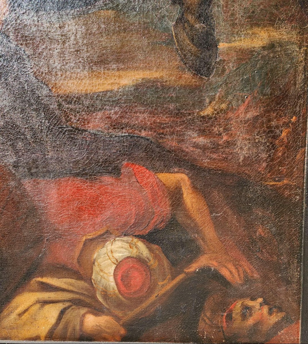 Dipinto antico raffigurante San Giacomo Maggiore a cavallo. -photo-5