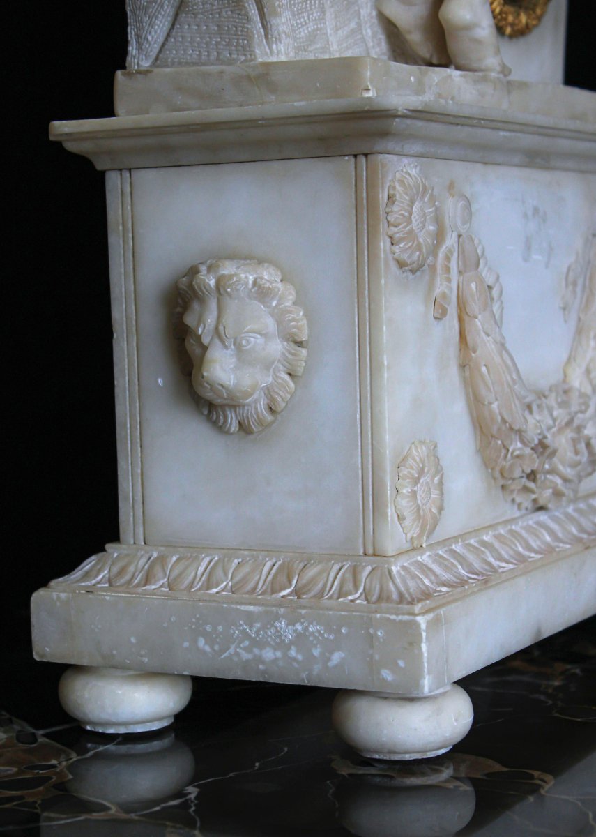 Orologio francese in alabastro con angelo-photo-3