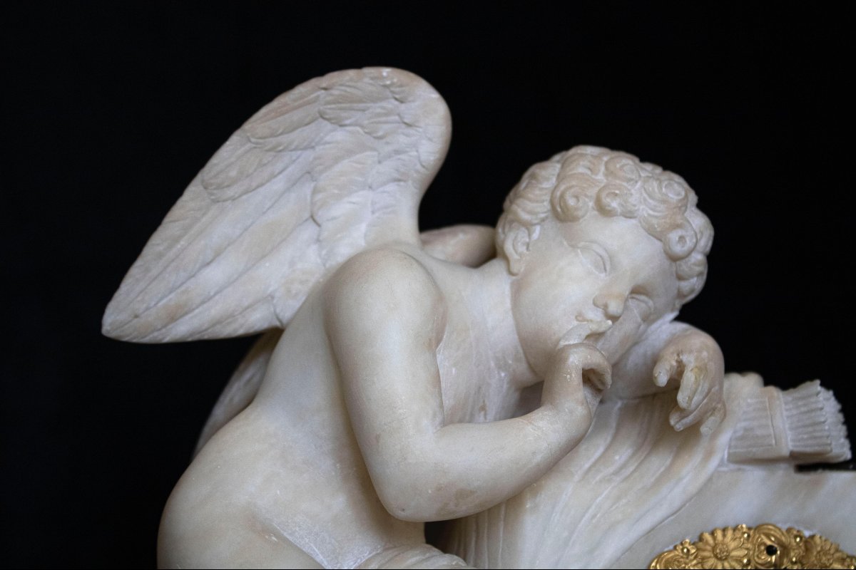 Orologio francese in alabastro con angelo-photo-6
