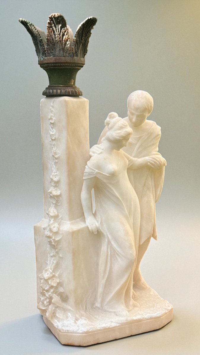 Coppia di Fanciulli Innamorati Marmo e Bronzo -photo-3