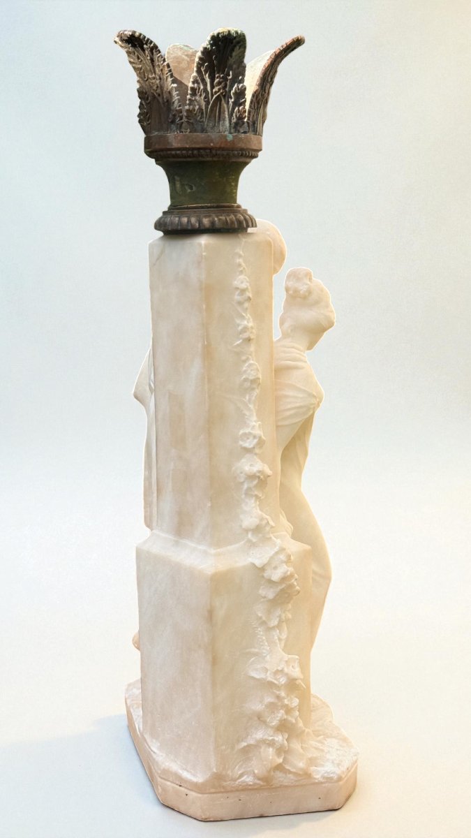 Coppia di Fanciulli Innamorati Marmo e Bronzo -photo-3