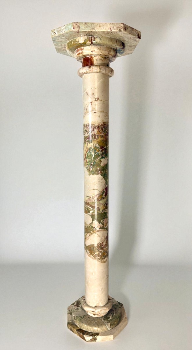 Colonna in Marmo Rosso e Bianco 