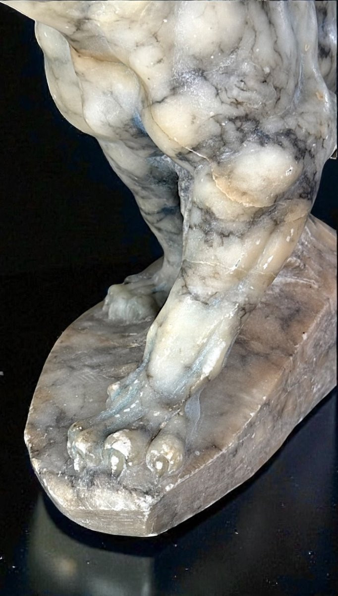 Tigre Ruggente, interamente scolpita a mano nel marmo Arabescato -photo-5