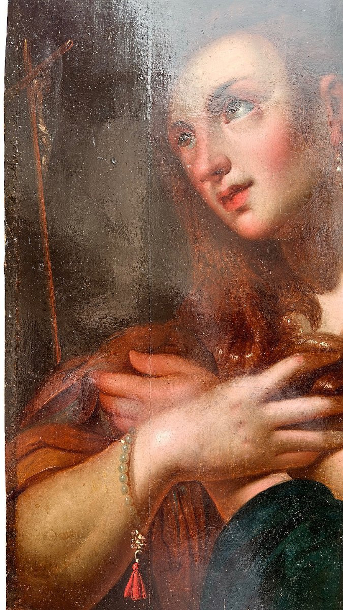 Dipinto raffigurante Maria Maddalena, olio su Tavola, XVI secolo -photo-2