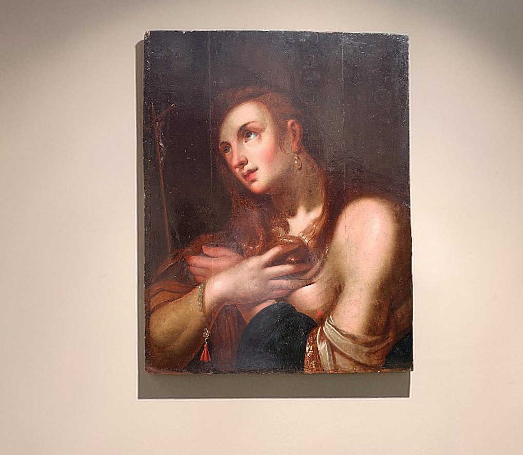 Dipinto raffigurante Maria Maddalena, olio su Tavola, XVI secolo 
