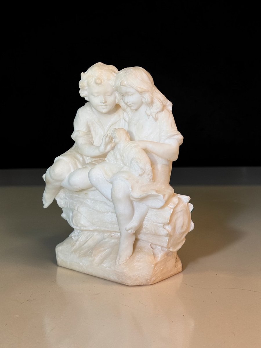 Statua raffigurante una Coppia di Fanciulli che giocano con un cane -photo-5