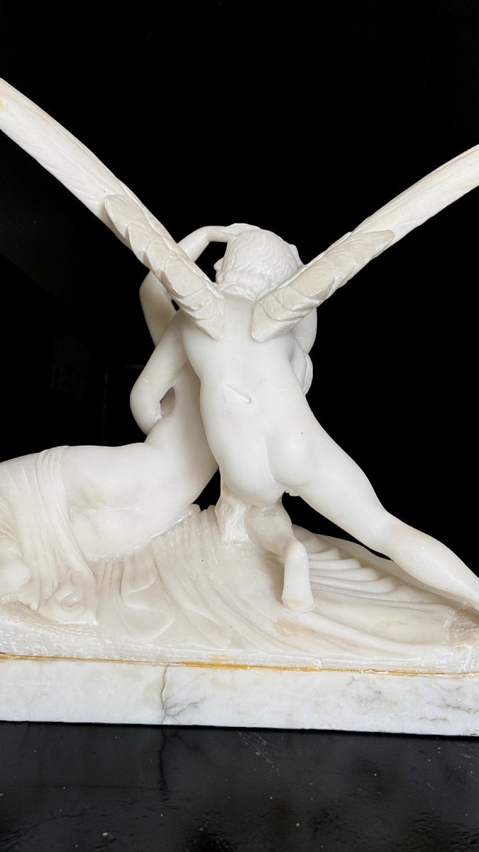 Statua raffigurante Amore e Pische, dal modello di Antonio Canova, Marmo Bianco Carrara -photo-6