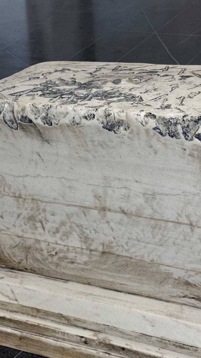 Coppia di Capitelli/Basi basse in Marmo Bianco Statuario di Carrara -photo-8