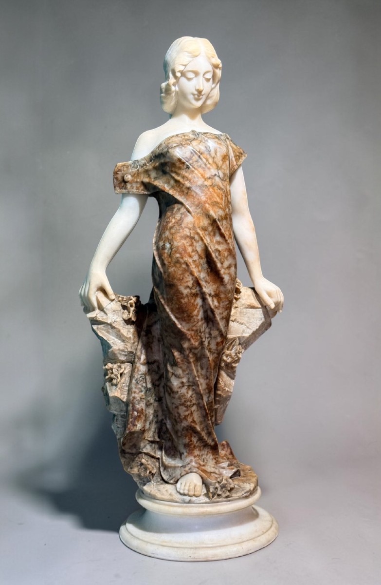 Statua Dea Greca in Marmo Bianco Statuario di Carrara e Marmo Brecciato, Antonio Frilli 