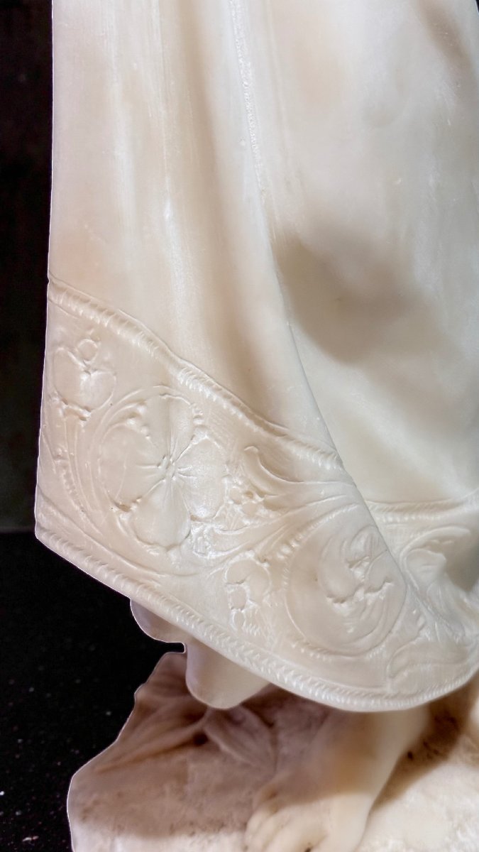 Statua fanciulla con Brocca in Marmo Bianco Statuario di Carrara -photo-7