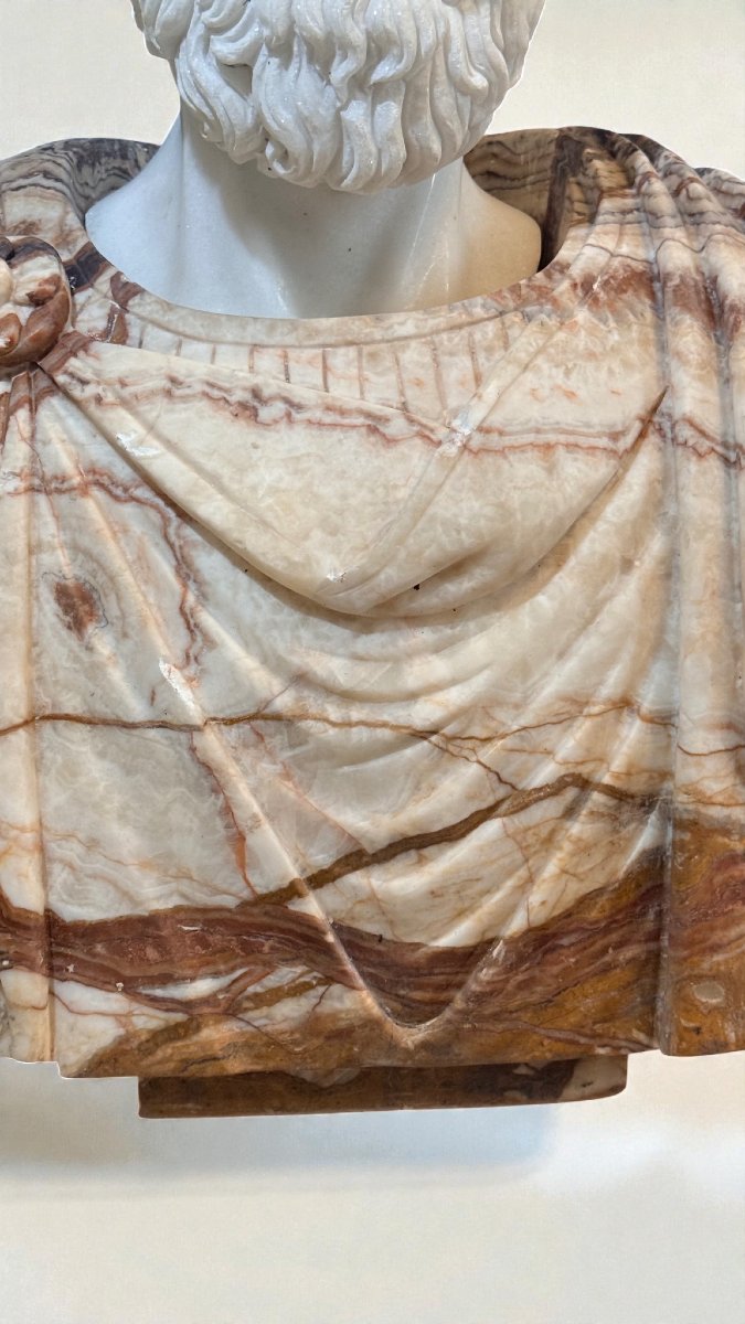 Busto Monumentale Imperatore Romano in Marmi Rari -photo-3
