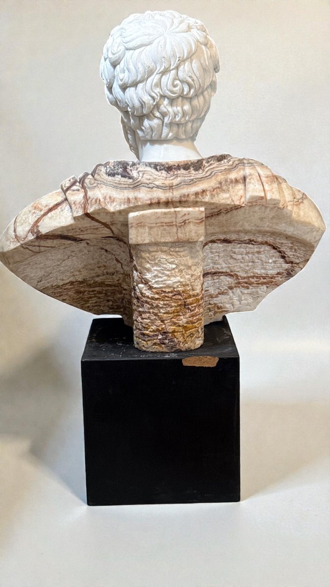 Busto Monumentale Imperatore Romano in Marmi Rari -photo-4