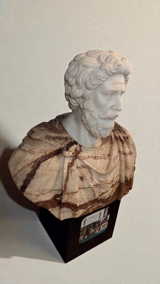 Busto Monumentale Imperatore Romano in Marmi Rari -photo-8