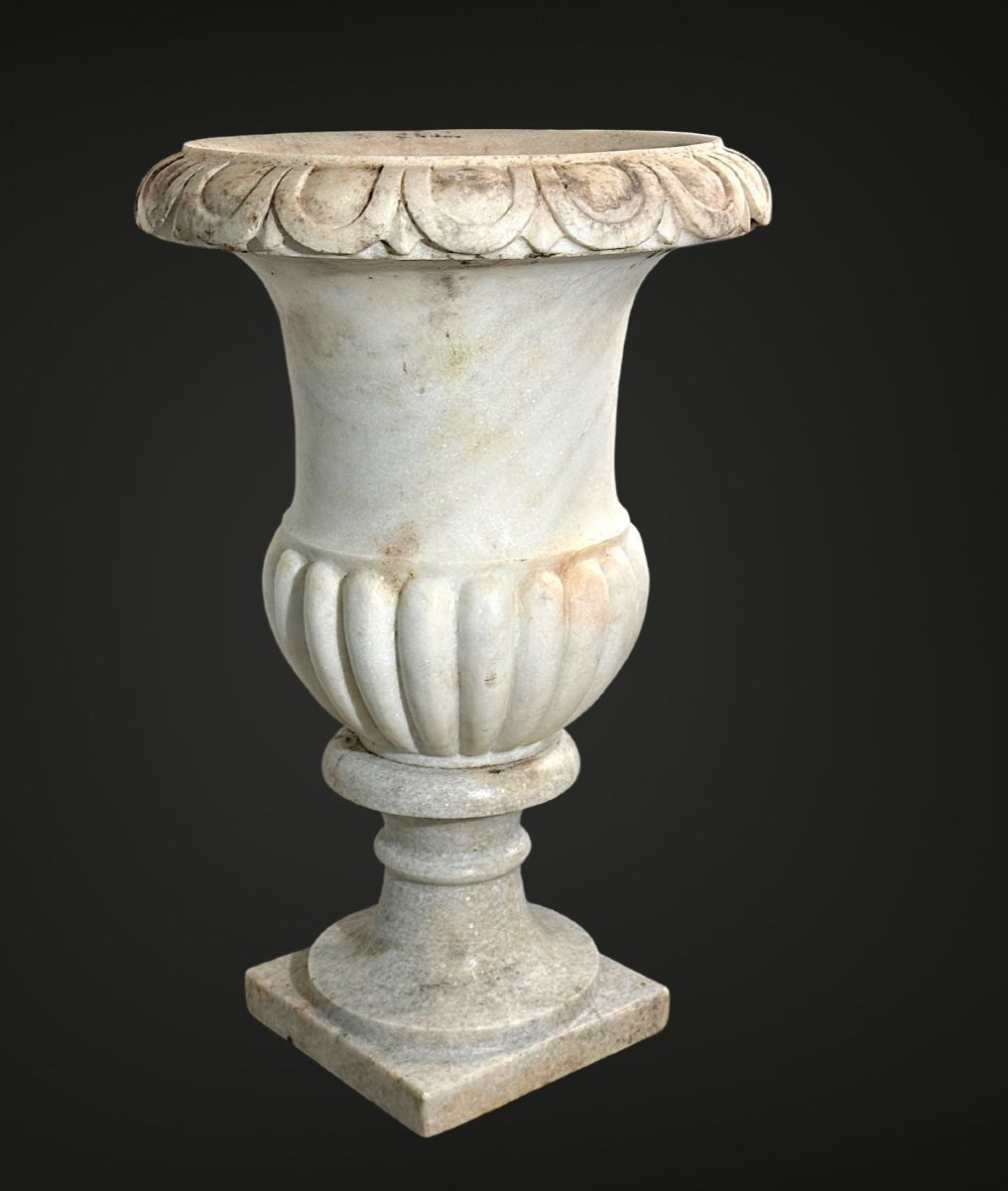 Coppia di Vasi Medicei in Marmo Bianco statuario di Carrara -photo-3