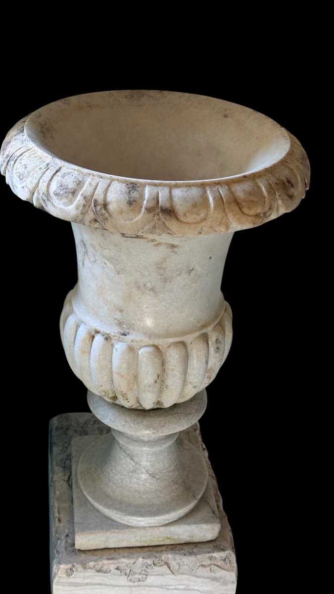 Coppia di Vasi Medicei in Marmo Bianco statuario di Carrara -photo-2