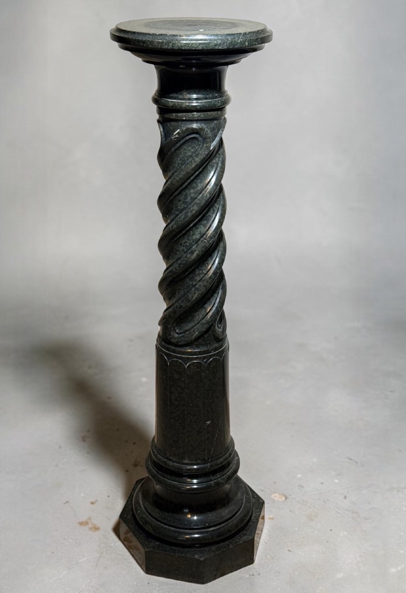 Colonna a Torcione in Marmo Verde Serpentino 