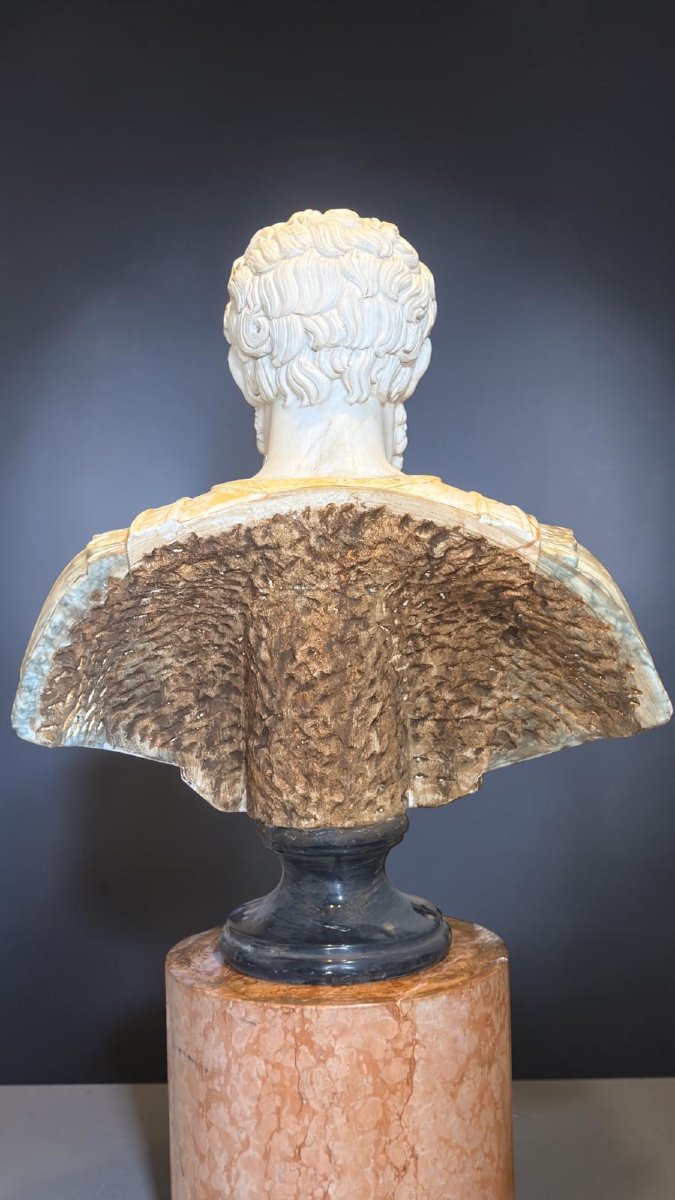 Busto monumentale raffigurante l'imperatore romano Settimio Severo marmi rari-photo-2