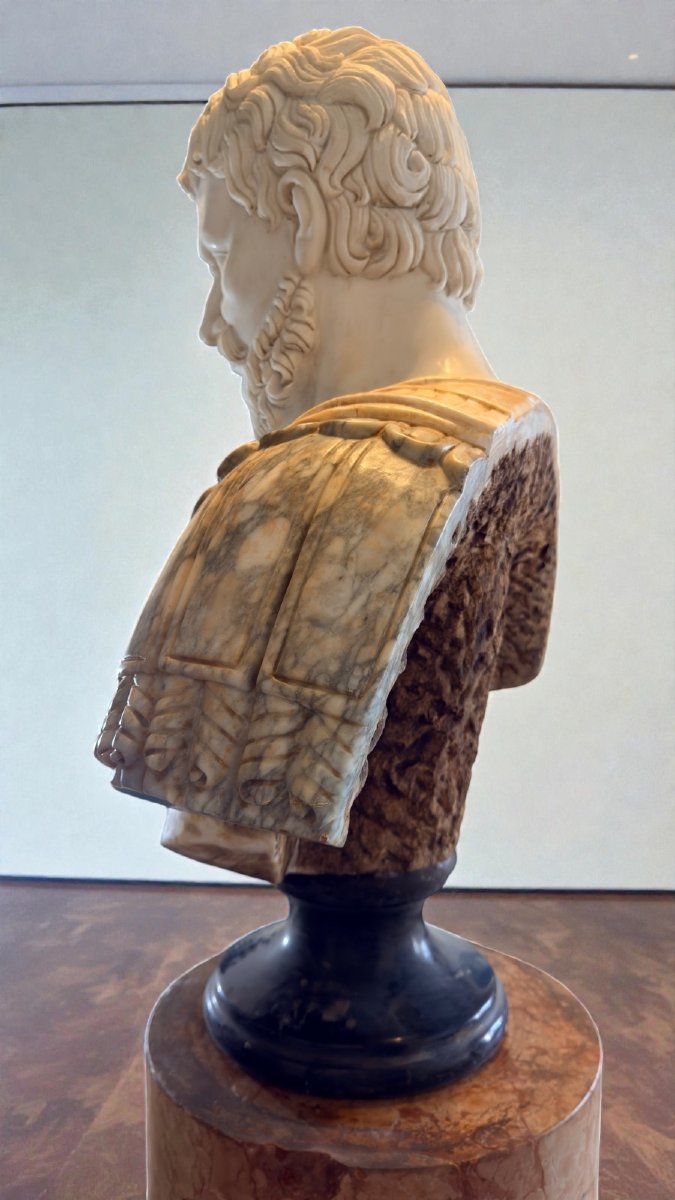 Busto monumentale raffigurante l'imperatore romano Settimio Severo marmi rari-photo-3