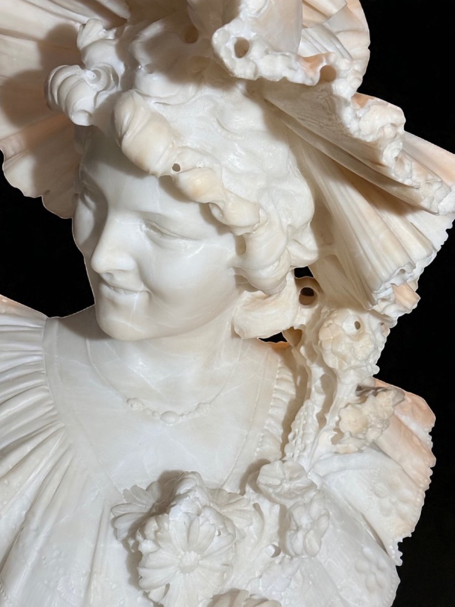 Busto raffigurante una giovane fanciulla con dedica d'amore sul retro, Marmo -photo-7