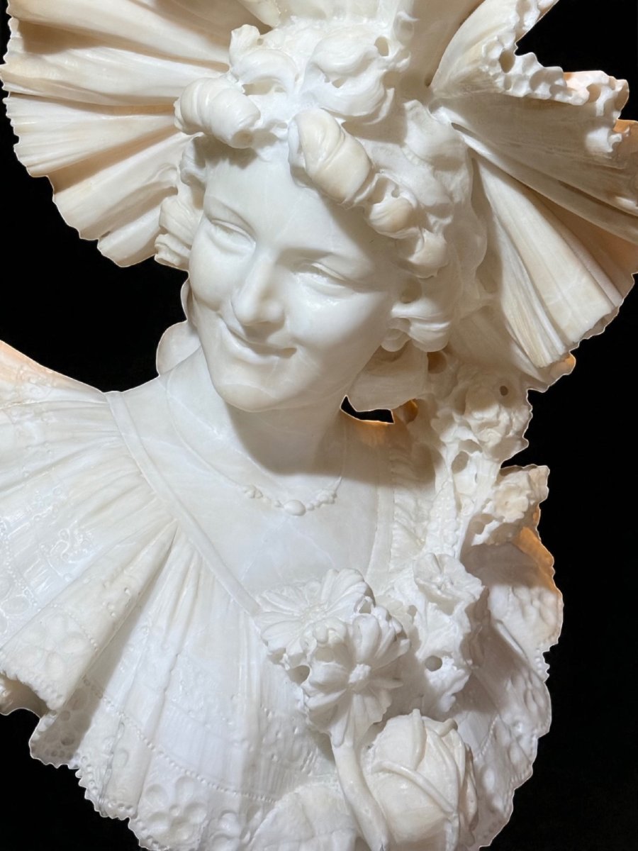 Busto raffigurante una giovane fanciulla con dedica d'amore sul retro, Marmo -photo-8