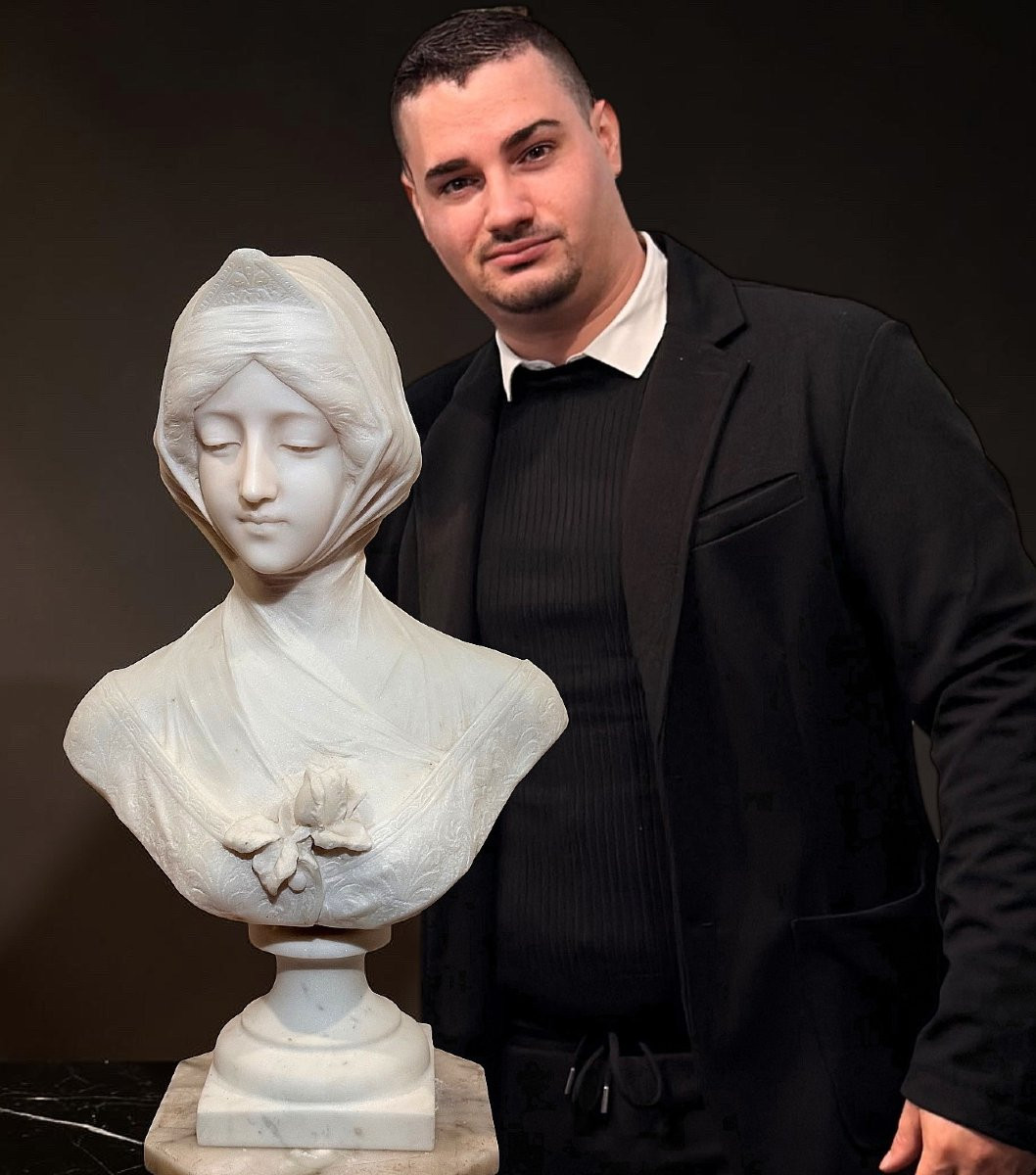 Busto raffigurante una giovane fanciulla, Marmo Bianco Statuario di Carrara -photo-3
