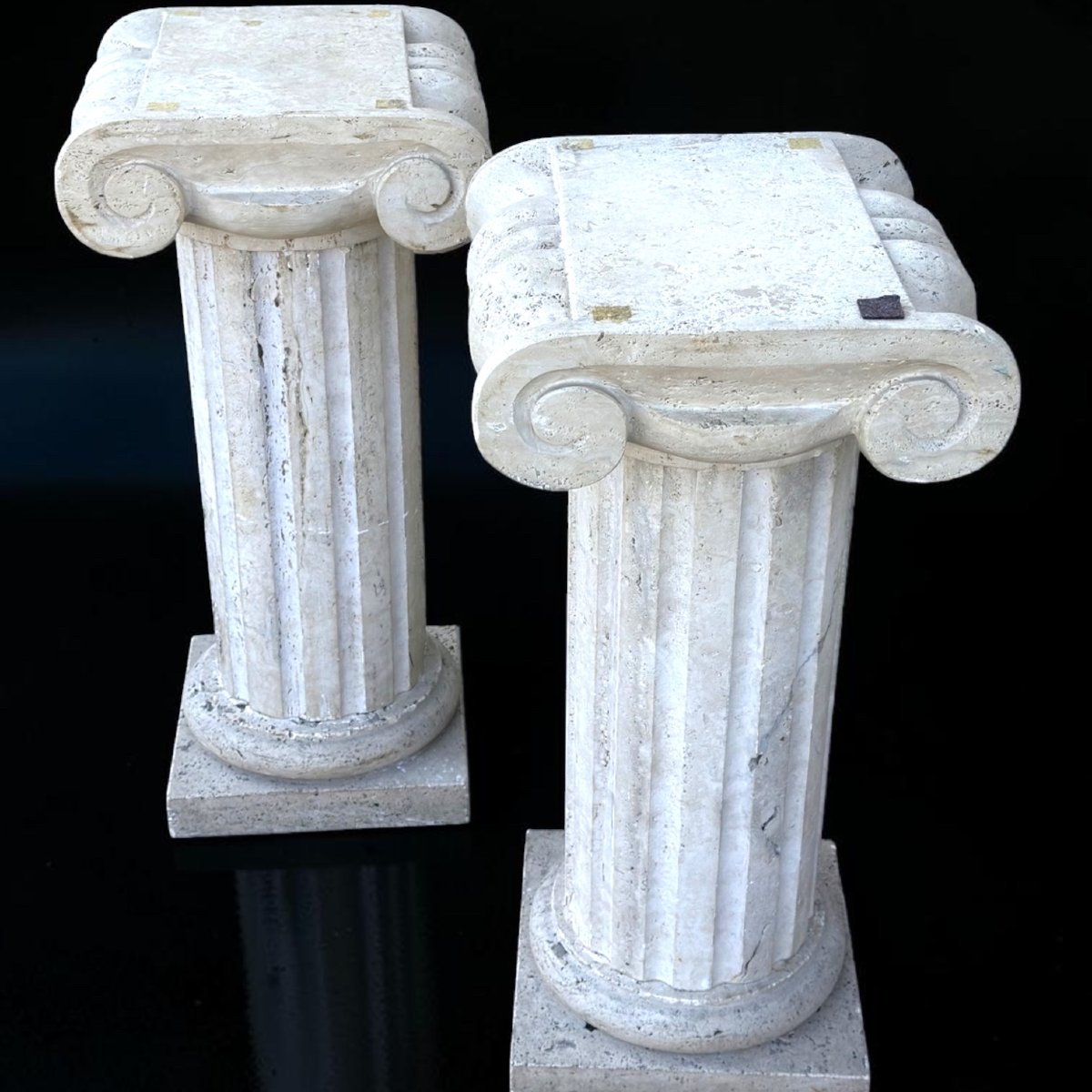 Coppia di Capitelli in Marmo Travertino Romano -photo-4