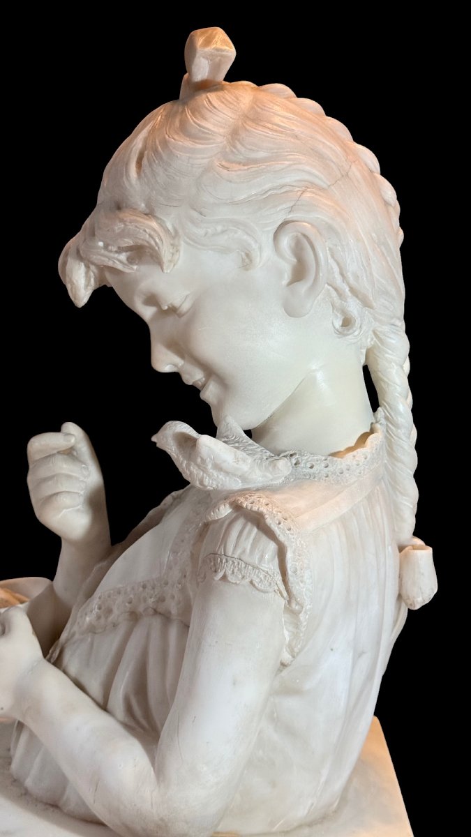 Busto raffigurante una giovane fanciulla in Marmo Bianco di Carrara -photo-6