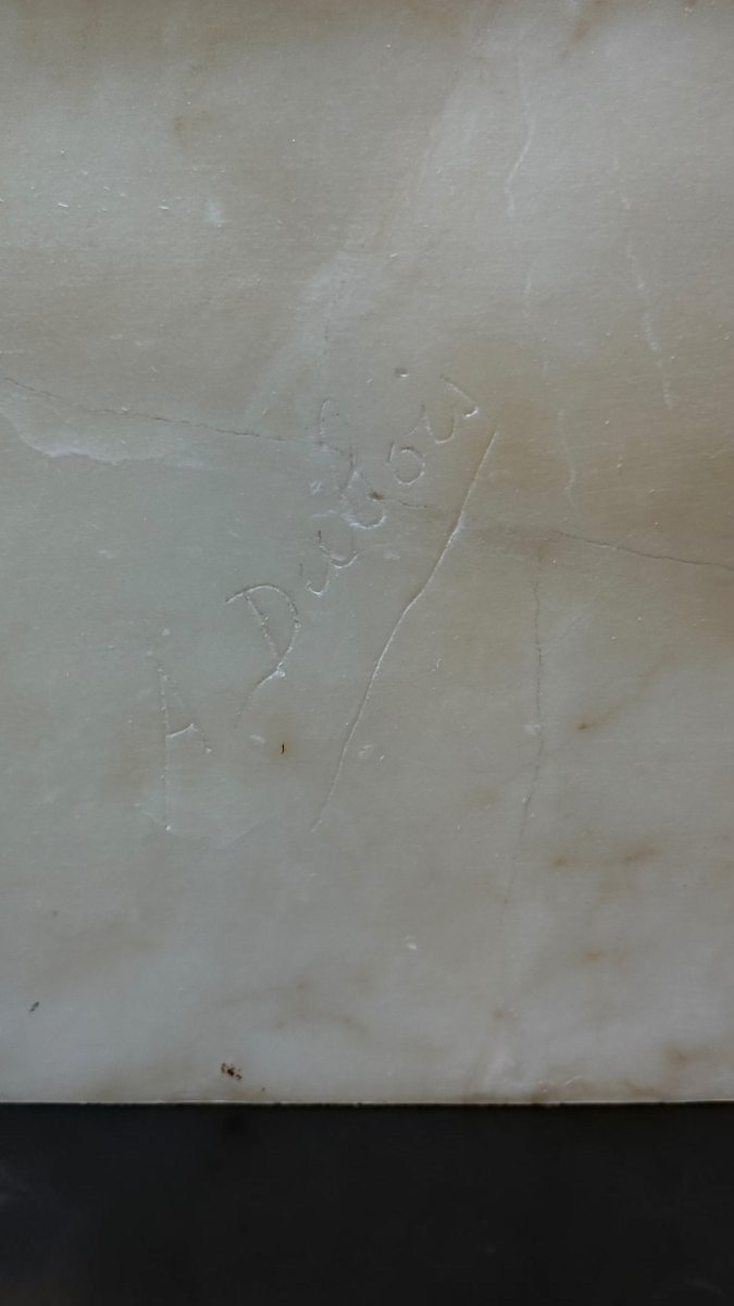 Busto raffigurante Giovanna D'arco in Marmo Bianco Statuario di Carrara e Marmo Arabescato -photo-7