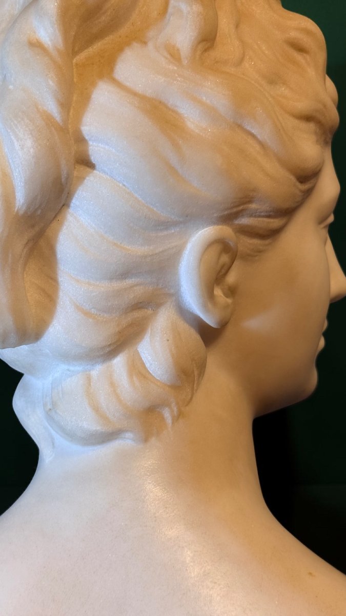 Busto raffigurante dea Aremide in Marmo Bianco Statuario di Carrara, Jean-Antoine Houdon XVIII°-photo-6
