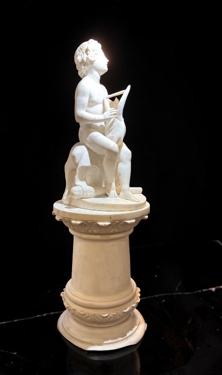 Statua raffigurante Ercole che suona, Luigi Bienaimé, Marmo Bianco Statuario di Carrara -photo-3
