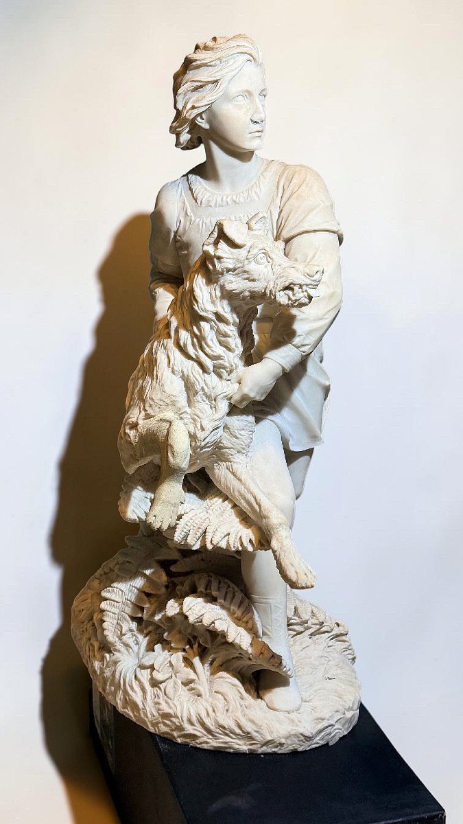 Statua raffigurante "IL GIOVANE ROMILLY " di Alexander (1825-1871) Marmo Bianco Carrara -photo-2