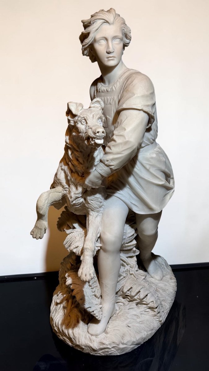 Statua raffigurante "IL GIOVANE ROMILLY " di Alexander (1825-1871) Marmo Bianco Carrara -photo-3