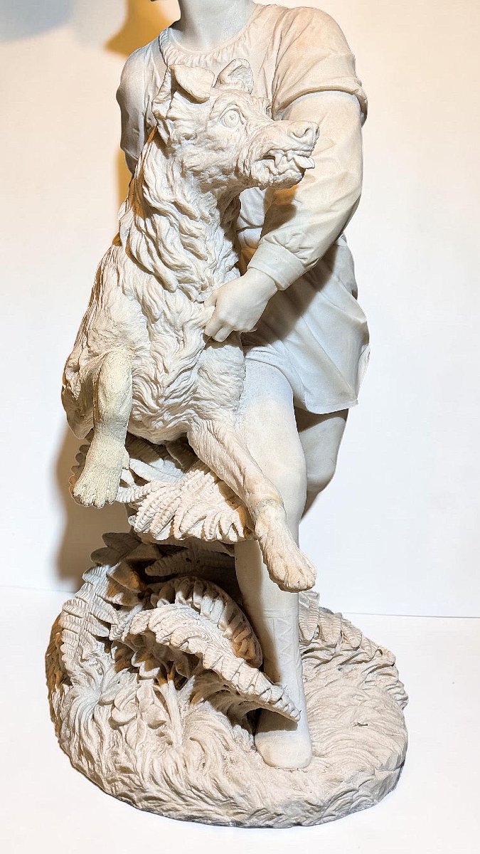 Statua raffigurante "IL GIOVANE ROMILLY " di Alexander (1825-1871) Marmo Bianco Carrara -photo-2