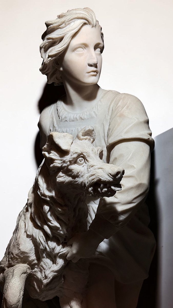 Statua raffigurante "IL GIOVANE ROMILLY " di Alexander (1825-1871) Marmo Bianco Carrara -photo-6