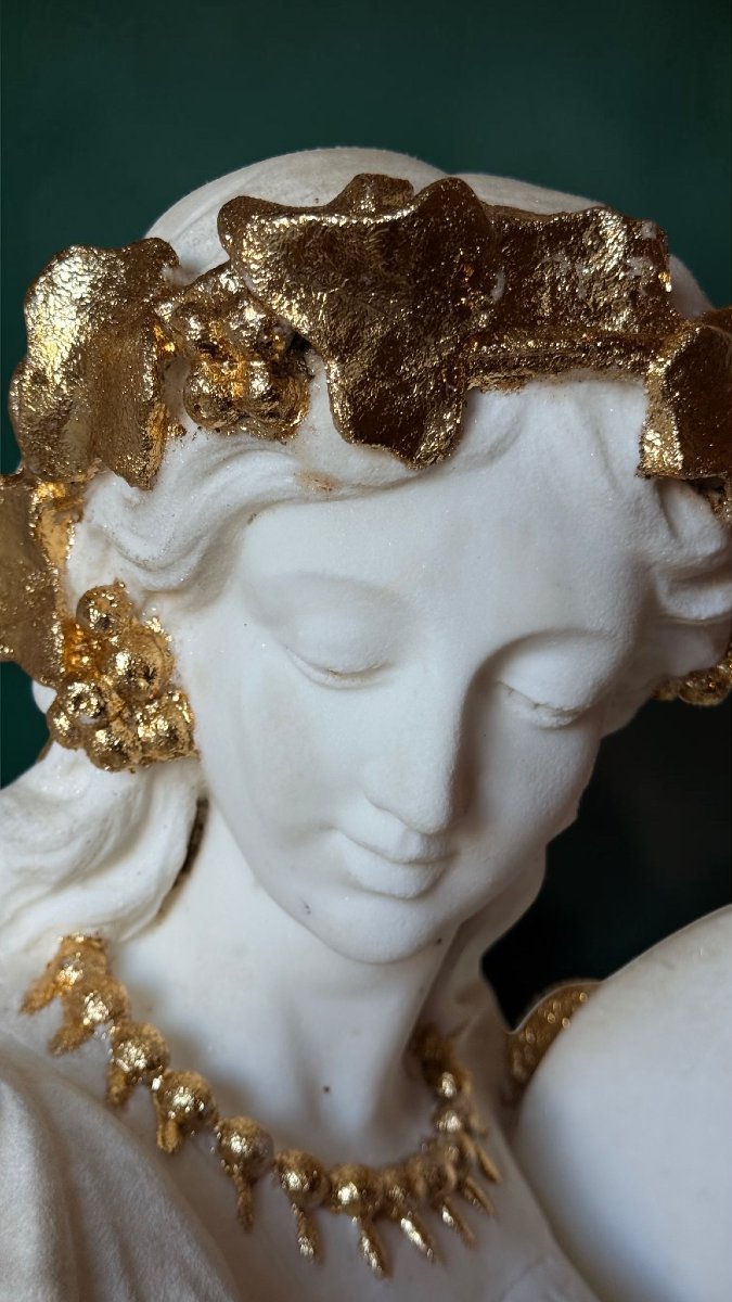 Statua Baccante neoclassica dea della musica, Marmo Bianco Statuario di Carrara -photo-5