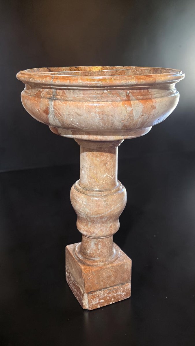 Monumentale Acquasantiera/Fonte Battesimale del XVIII° secolo in Marmo Rosso Verona-photo-1