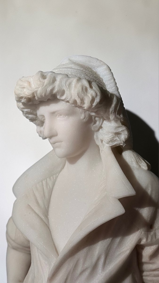 Statua raffigurante Masaniello (giovane pescatore) in Marmo Bianco Statuario di Carrara-photo-2