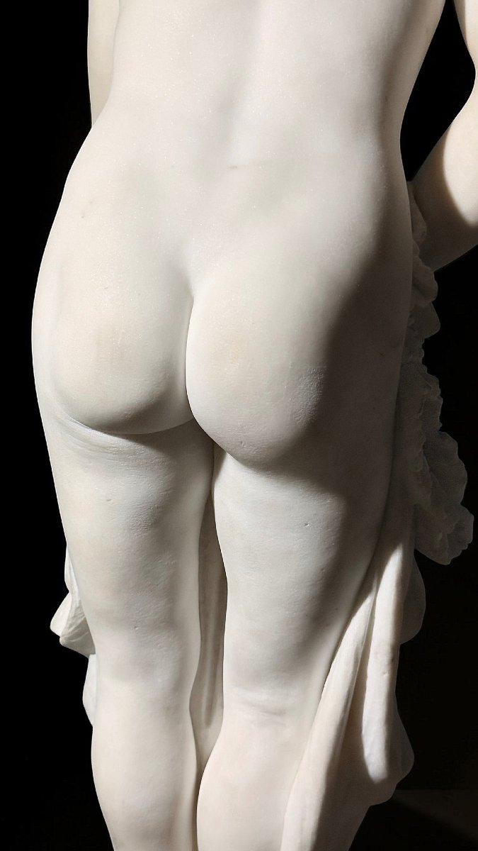 Statua raffigurante una giovane fanciulla nuda neoclassica, dal Museo Peter Kaus, Marmo Carrara-photo-4