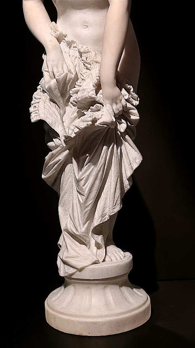 Statua raffigurante una giovane fanciulla nuda neoclassica, dal Museo Peter Kaus, Marmo Carrara-photo-8