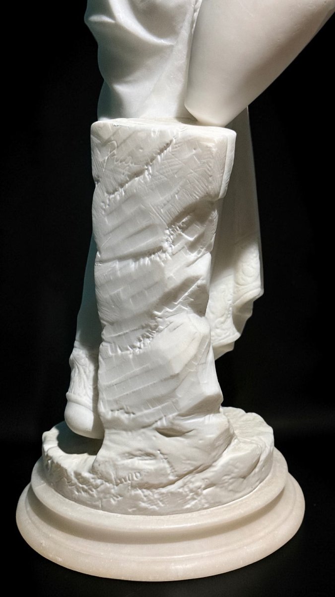 Statua raffigurante una giovane fanciulla con una brocca in mano, Marmo Bianco Carrara -photo-6
