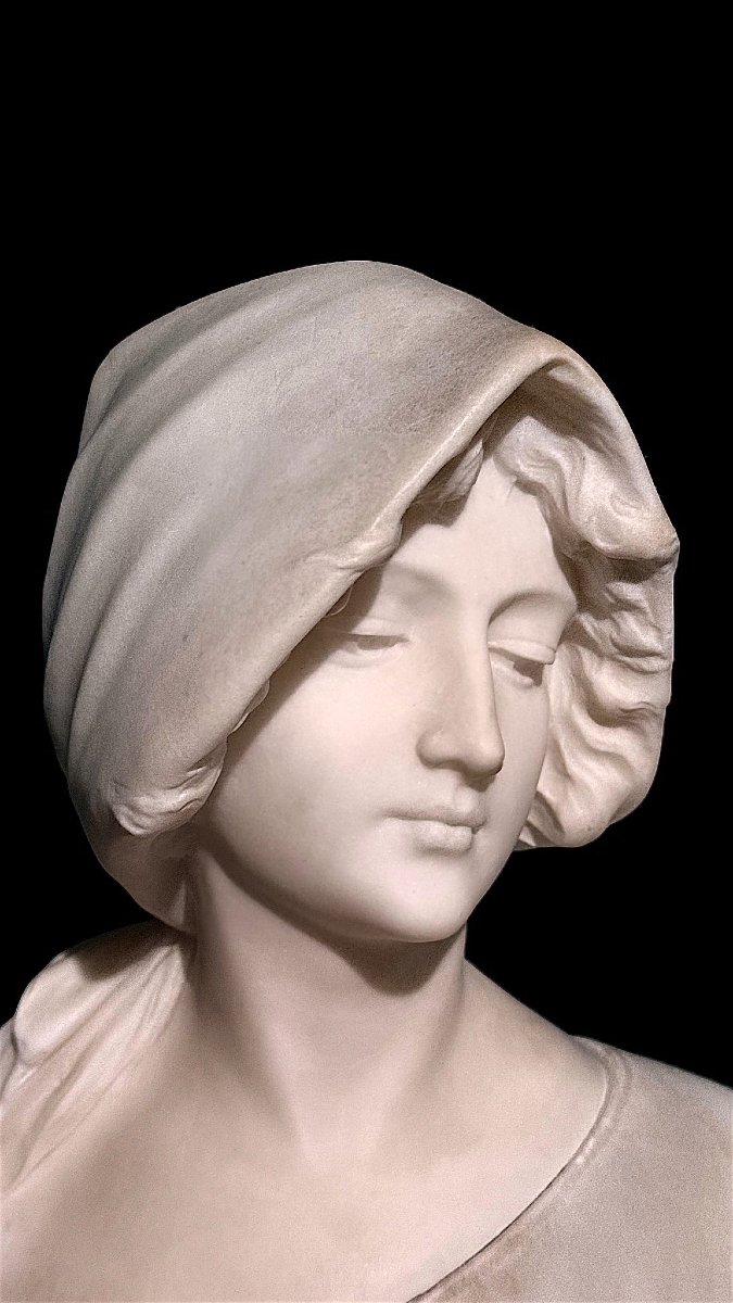Busto raffigurante una giovane fanciulla Marmo -photo-2