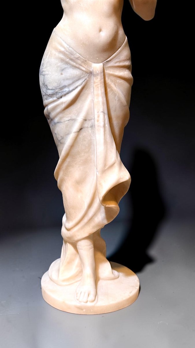 Statua giovane fanciulla danzatrice orientale con decorazioni in oro, Marmo Carrara -photo-6
