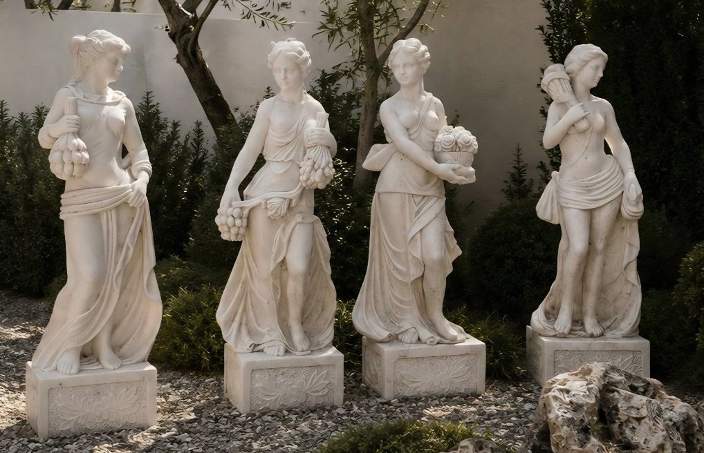 Statue raffiguranti Le Quattro Stagioni in Marmo -photo-2