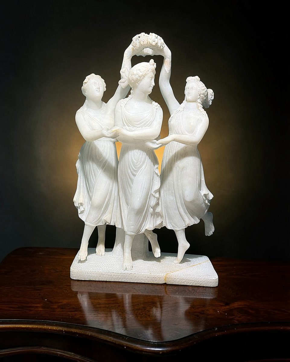 Scultura neoclassica raffigurante Le Tre Grazie Greche -photo-2