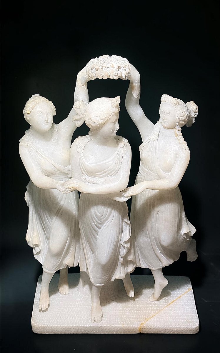 Scultura neoclassica raffigurante Le Tre Grazie Greche -photo-3