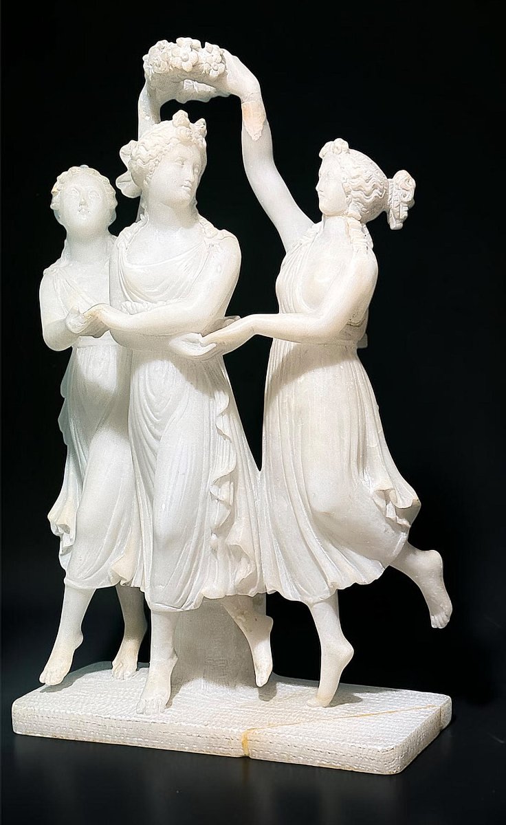 Scultura neoclassica raffigurante Le Tre Grazie Greche -photo-4